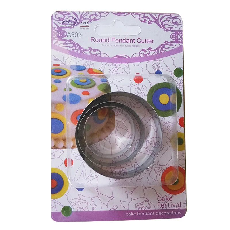 

3pcs/set cookie cutter metal biscuit mold fondant cake decorating tools stainless steel round shaped cake mold pastry tools A303