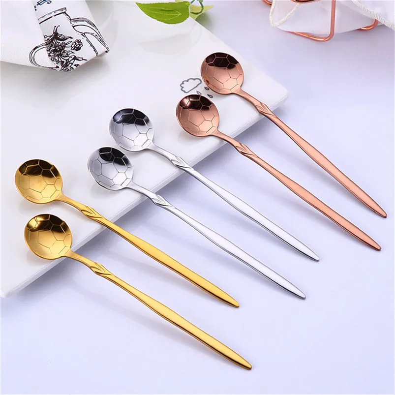 Stainless Steel Football Spoons Coffee Tea Spoon Flatware Drinking Tools,Stainless Steel Cooking Spoons,Kitchen Tool,Home Supplies,Spoon for Bar Silver 