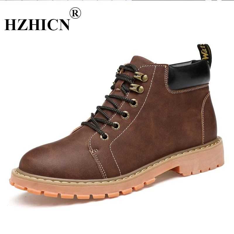 

Men's first layer leather shoes high to help breathable wear-resistant shock-absorbing casual lace tooling Martin boots