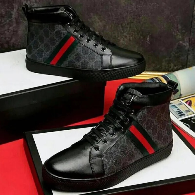 

Designer High Quality Men Shoes Lace up Print Letter Shoes For Men Sneakers High Top Brand Footwear size 38-44 with box