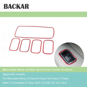 

Backar Auto Car Styling Window Button Decoration Covers Frame Stickers For Mercedes Benz E Class E260L GLA200 GLK300 Accessories