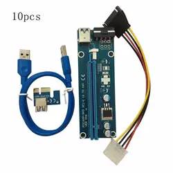 10 шт./компл. PCI-E PCI Express 1X к 16X Riser Card USB 3,0 кабель SATA к 4Pin IDE Мощность корд Molex мощность для БТД Шахтер машина