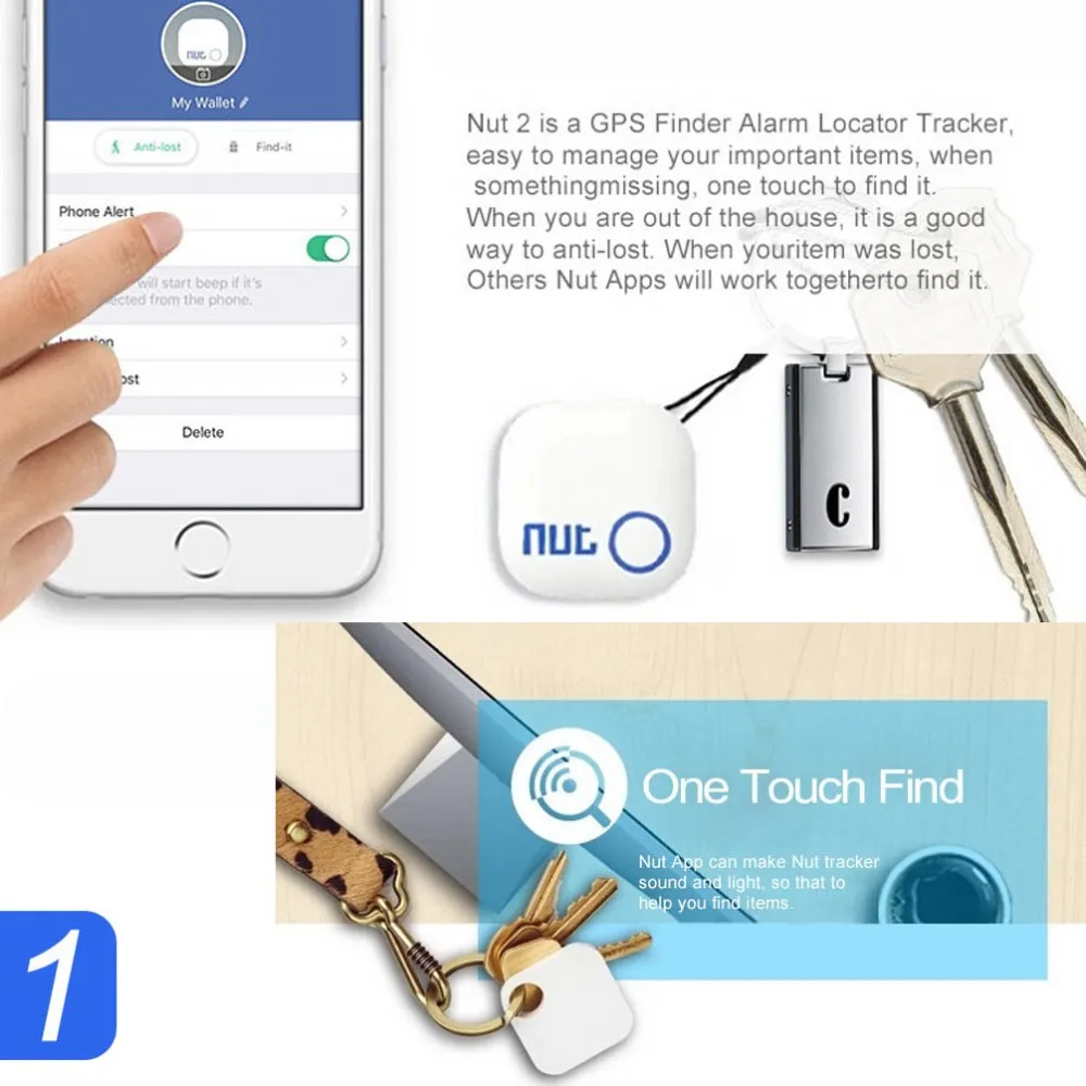 Ключ ПЭТ телефон finder nut2 bluetooth Анти-Потеря устройства Поддержка Android и IOS