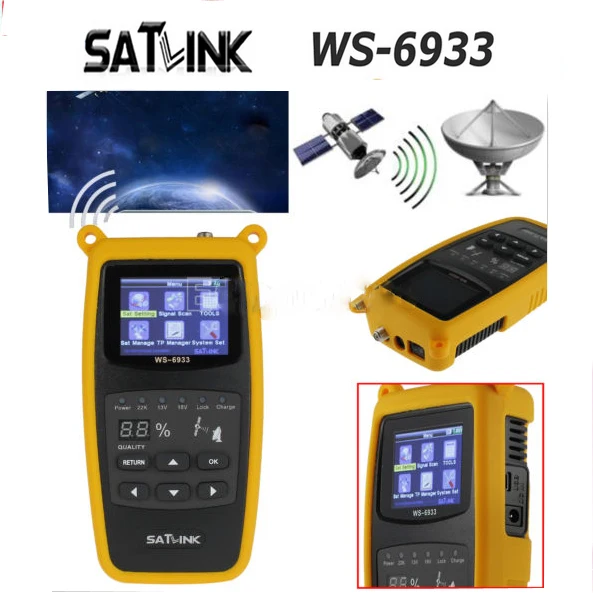 Satlink WS-6933 DVB-S2 FTA C& KU диапазон спутниковый искатель метр Satlink 6933 WS6933 2,1 дюймов ЖК-дисплей силиконовый чехол