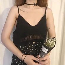 Hollow Out Casual Irregular Crop Top Retro Knitted Stripe Tank Tops Slim Halter Shirt Sexy Women Vest New Korean Style 2019 Hollow Out Casual Irregular Crop Top Retro Knitted Stripe Tank Tops Slim Halter Shirt Sexy Women Vest New Korean Style 2019