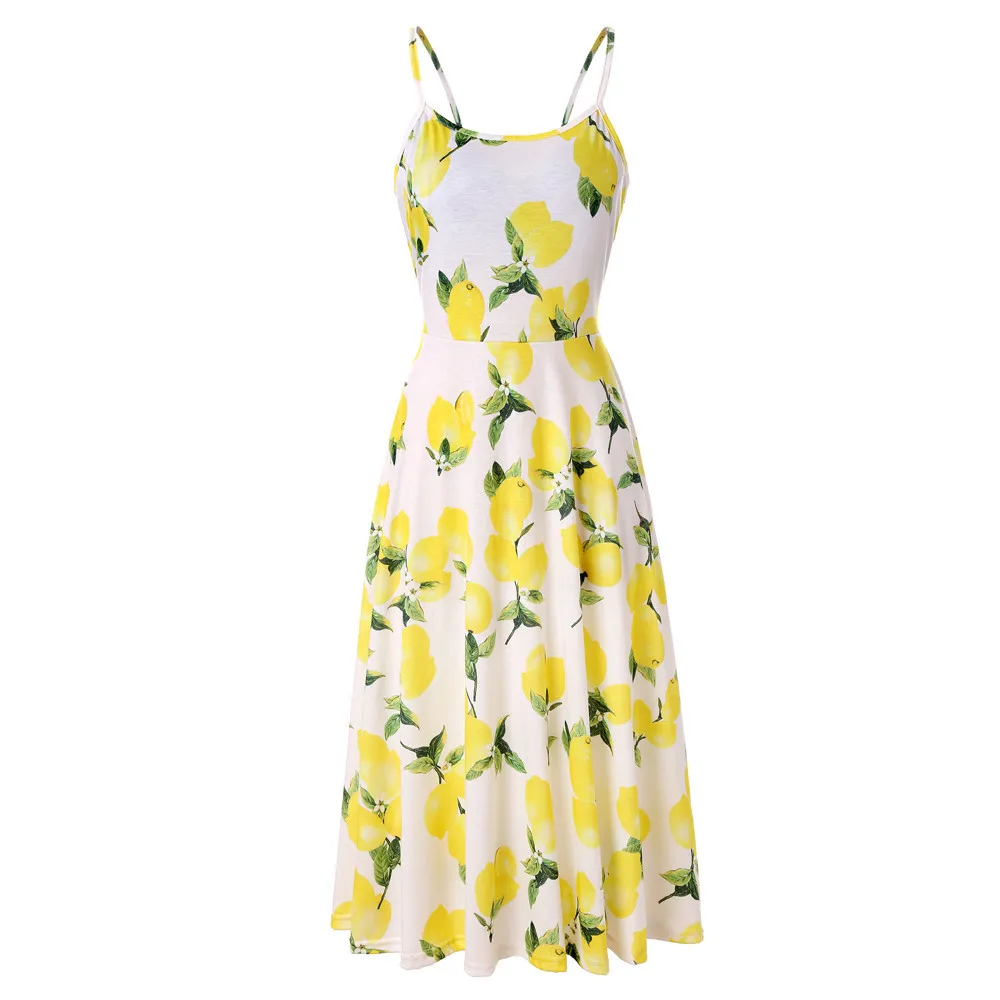 

New Sexy off shoulder tropical print dress women O neck loose casual dress white Streetwear floral summer dress lemon 2019