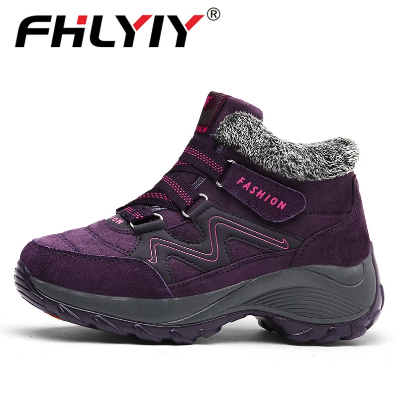 Winter Fur Shoes Women Super Warm Snow Sneakers Woman Non Slip Ladies Casual Boots Thick Plush Zapatillas Mujer Plus Size 42 - Цвет: Purple