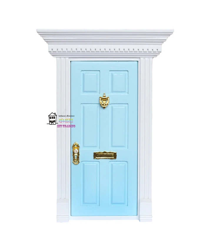 1:12 Кукольный домик миниатюрная Волшебная Дверь светло-голубой открытый куклы части модный подарок 3 стиля Аксессуары - Цвет: Diamond style
