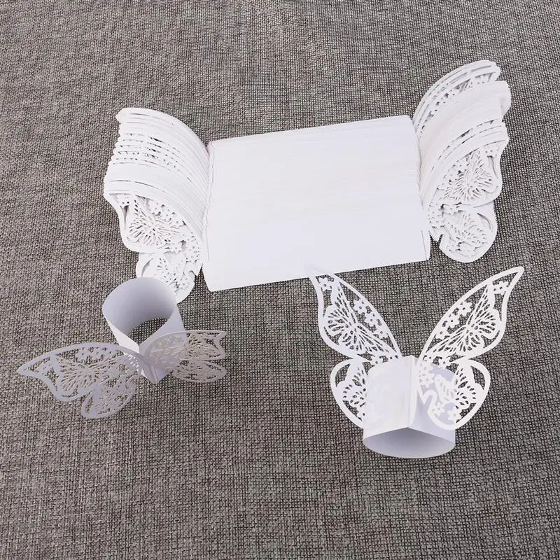 50Pieces/Lot Butterfly Style Laser Cut Porta Guardanapo Paper Napkin Rings napkins Holders Hotel Wedding Favors Table Decoration