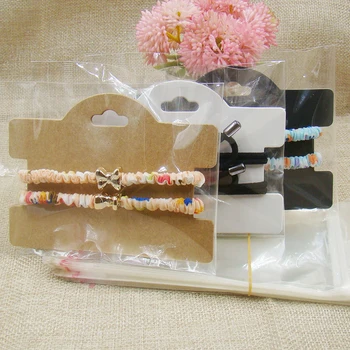 

zerongE jewelry kraft/black/white Paper Hair Accessories Band Clips Display Hanging package Card 100pcs+100pcs opp bag