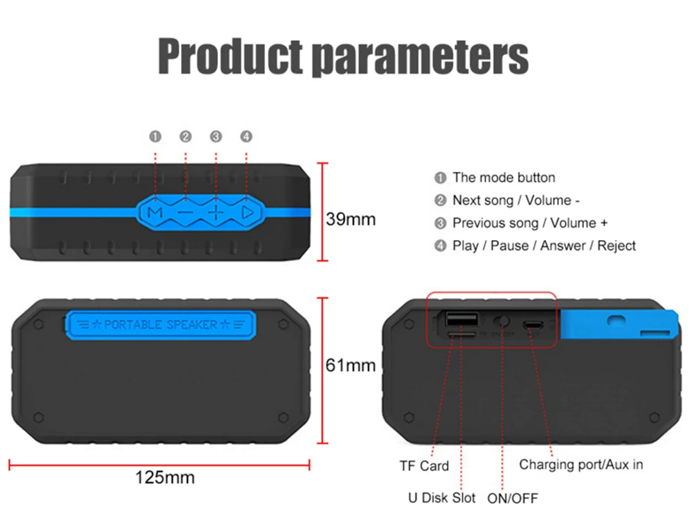 Bluetooth колонки водонепроницаемый беспроводной громкоговоритель модель портативная душевая Колонка Поддержка FM радио AUX TF USB для iPhone Android