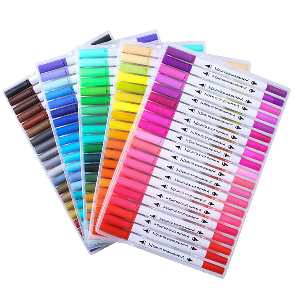 

Art Markers Dual Tips Professional Pen 100 Colors Coloring Brush Color Pens Drawing School Supplies Office Accessories
