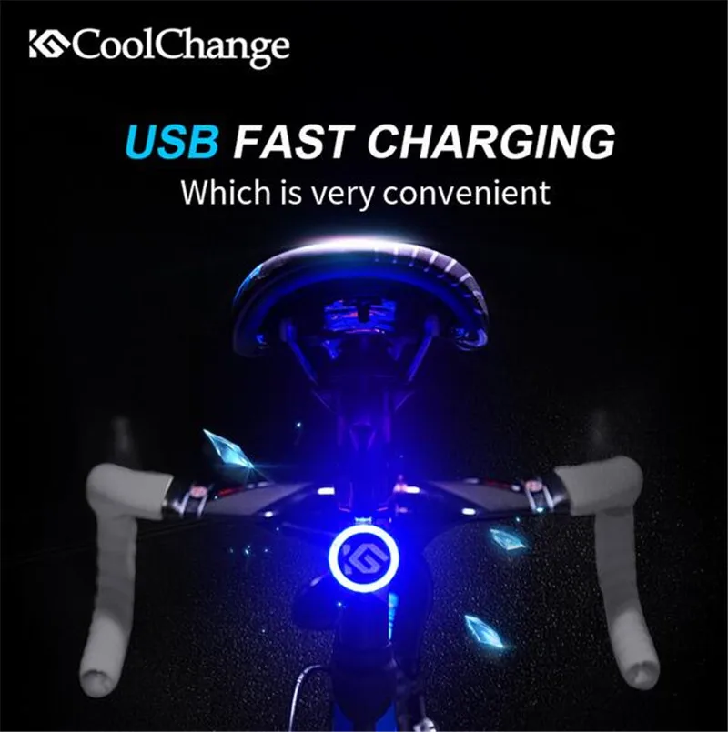 

CoolChange Bicycle Light Cycling Bike Taillight LED Rear Light USB Rechargable Warning Lamp Safety Night Riding Light