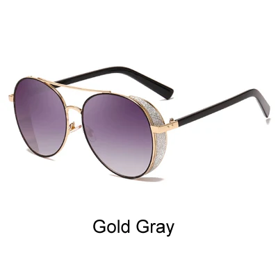Ralferty, женские солнцезащитные очки, роскошный бренд,, UV400, негабаритные, круглые, солнцезащитные очки, женские, блестящие, солнцезащитные очки, ретро оттенки, R8962 - Цвет линз: Gold Gray