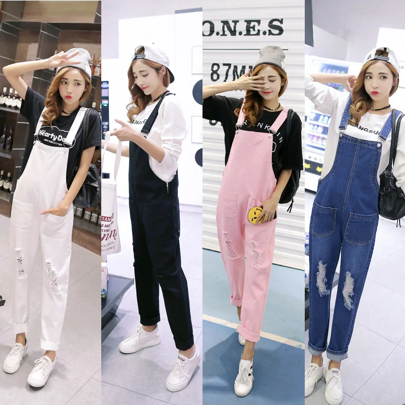 

S-XL 4 colors 2018 autumn Womens Denimjumpsuits for women 2018 Overalls wide led jumpsuits Jeans womens (C8501)