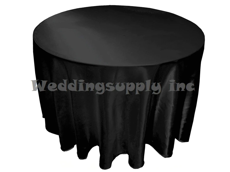 10 pcs 90'' Round Black Satin Tablecloth Cheap Table cloth for wedding