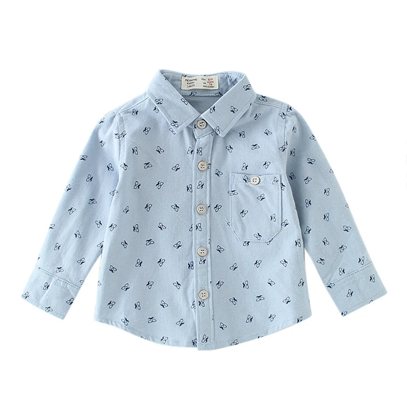 Baby Shirt Baby Boy Shirt Long Sleeve Autumn Cotton Linen Printed Children's Shirt Fashion Baby Clothes