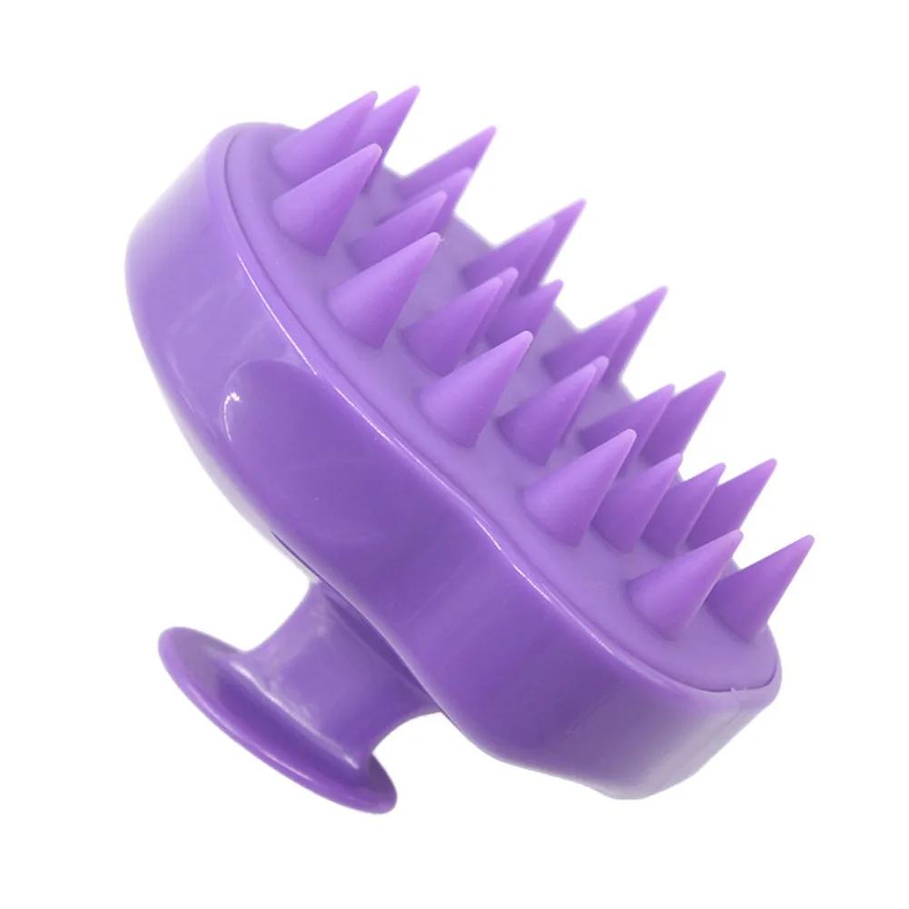 Spa Massage Brush Silicone Head Body Shampoo Scalp Comb Hair Washing Shower Brush TK-ing - Цвет: Purple
