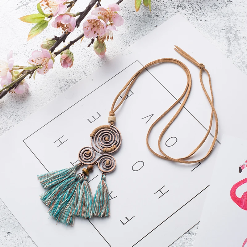 Women Charm Vintage Ethnic Tassel Pendant Necklace Choker Long Sweater Chain Women Charm Vintage Ethnic Tassel Pendant Necklace Choker Long Sweater Chain
