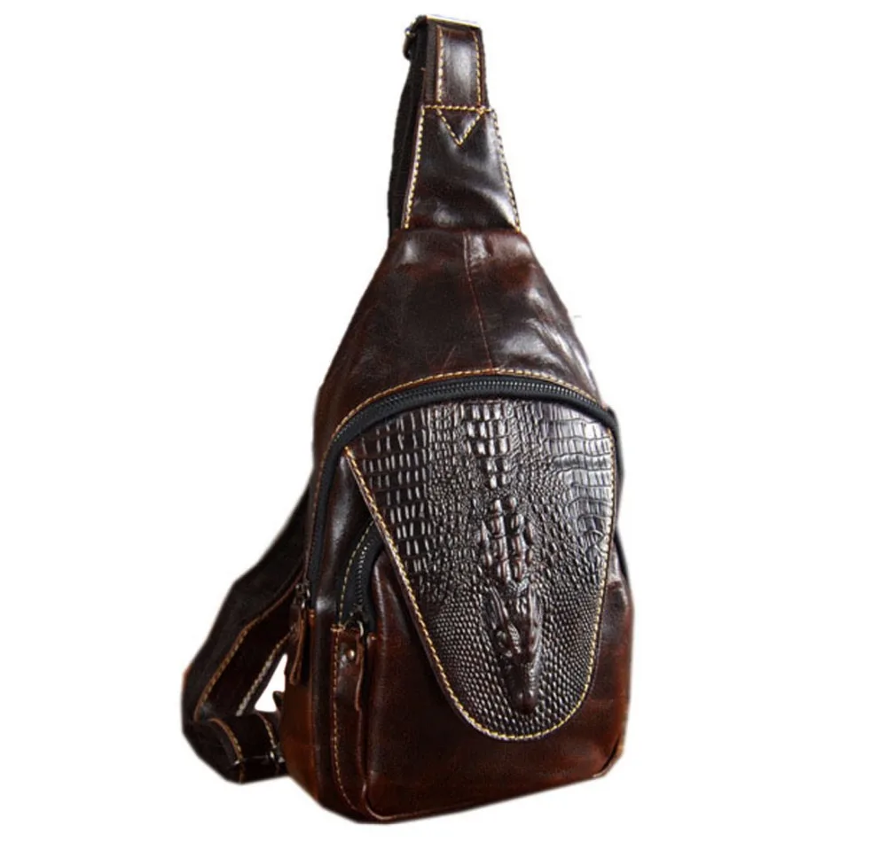 Винтажный Мужской ремень из натуральной кожи с узором под крокодиловую кожу, дорожная сумка через плечо, сумка-мессенджер, сумка на плечо