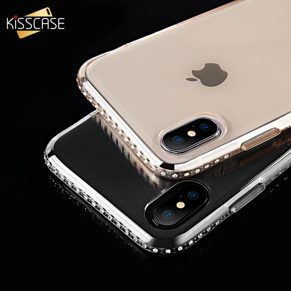

KISSCASE Soft TPU Bling Diamond Back Cover For Apple iPhone 6 6S Plus 6s 7 8 X S Case Matte Silicon Phone Bags Shell Funda Coque