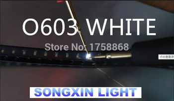 

0603 SMD LED WHITE ,0603 WHITE (1000PCS/LOT) CCT:6000K-6500K CAT:200-220MCD REF:3.0-3.4V light-emitting diode