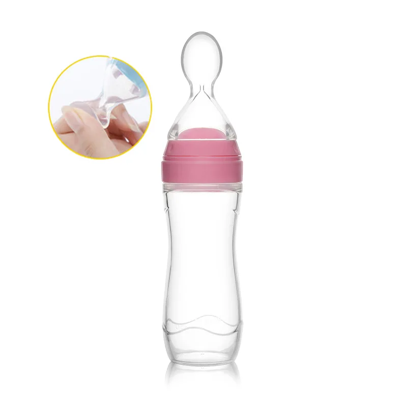 

New Infant Silica Gel Feeding Bottle With Spoon Food Supplement Rice Cereal Bottle Pacifiers For Baby Care