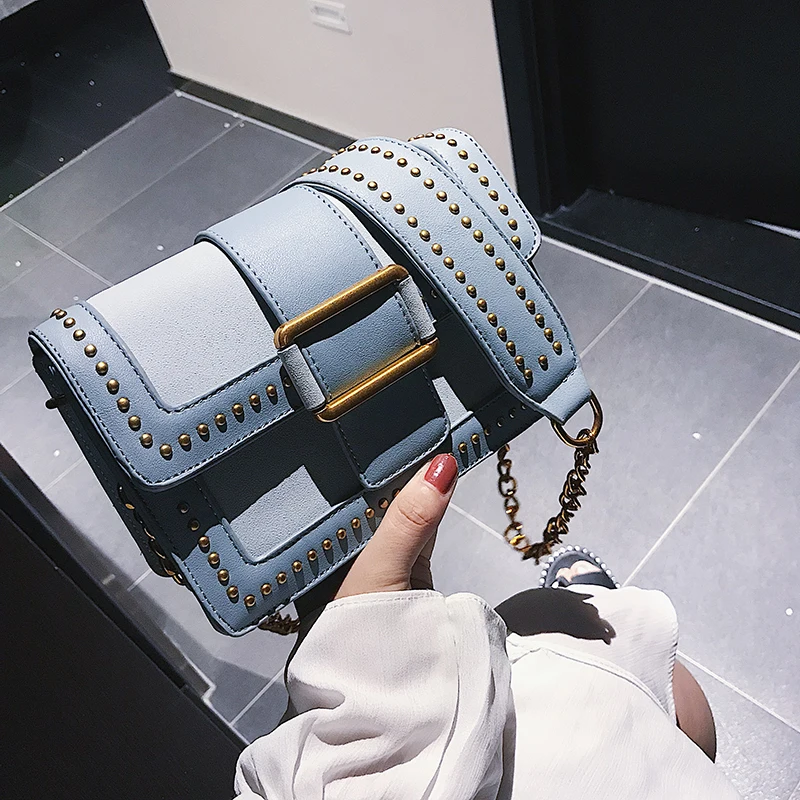 

British Fashion Simple Female Square bag 2019 New High quality PU Leather Women's Designer Handbag Chain Shoulder Messenger bags