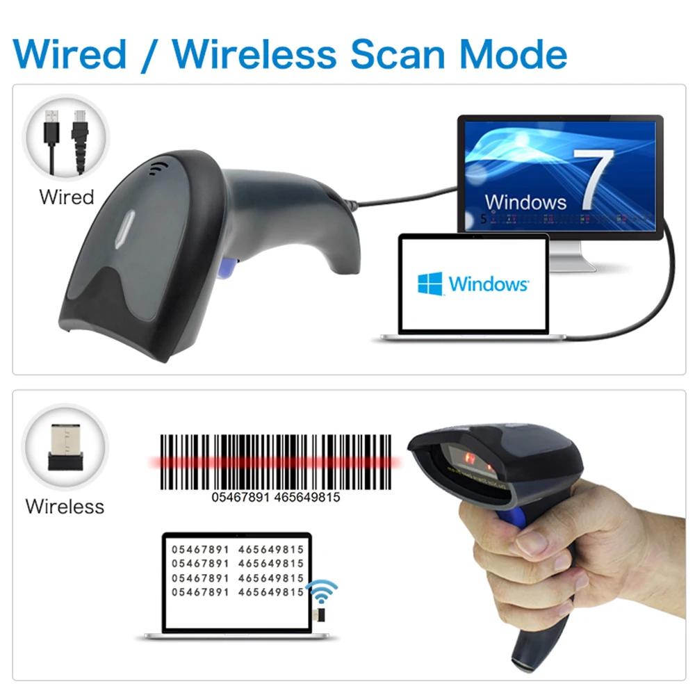 Milestone MHT W6 Scanner Wireless 1D Barcode Scanner CCD Barcode Reader 2 4 Ghz Wireless and 3