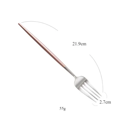 Розовой ручкой набор столовых приборов серебро 18/10 Нержавеющая сталь столовая вилка нож, ложки столовые приборы для домашней кухни ужин набор посуды - Цвет: 02 Dinner fork