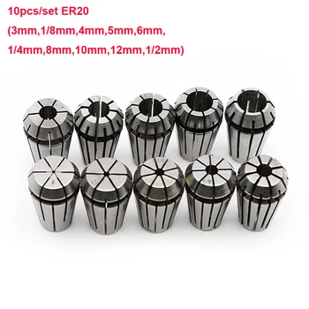 

10pcs/set ER20 Precision Spring Collet Set CNC Milling Lathe Tool ER20 Spring Collet Chuck