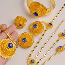 Anniyo(красный/синий) Эфиопский ювелирный набор цепочка для волос/ожерелье/зажим для сережек/Кольцо/заколка для волос/браслет Африканские свадебные подарки#103506