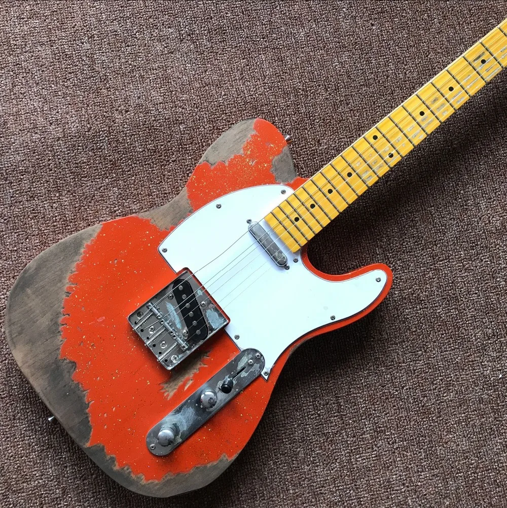 

New electric guitar,TELE 6 Strings Maple fingerboard handwork 6 stings Electric Guitar,telecasterr relic guitarra.