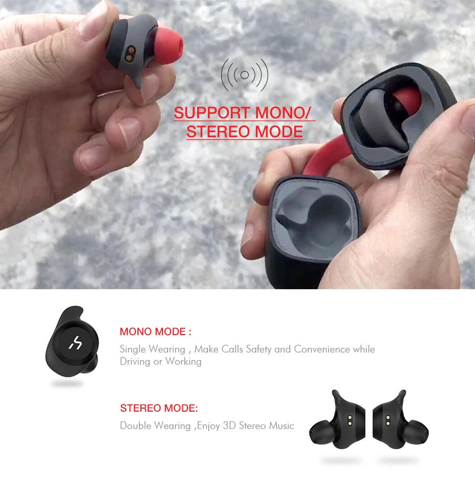 Avit TWS Bluetooth наушники настоящие Беспроводные спортивные наушники водонепроницаемые 3D стерео наушники с микрофоном для звонков с громкой связью G1
