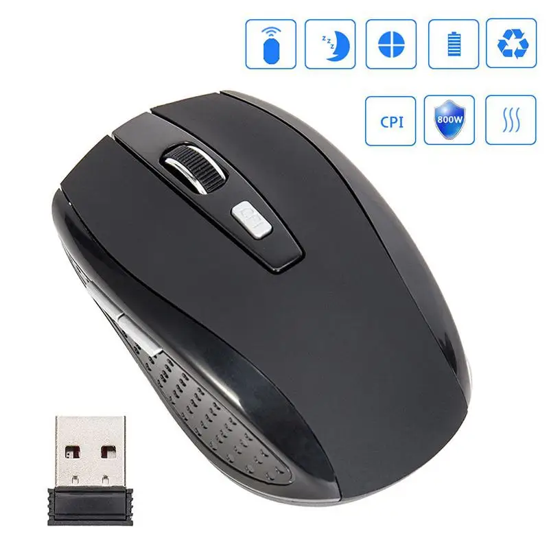 

2.4GHZ Portable Wireless Mouse 6 Keys Cordless Optical Scroll Mouse for PC Laptop