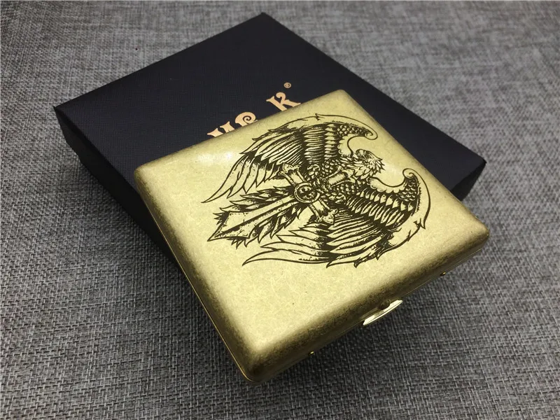 Персонализированные Орлиный меч медный чехол для сигарет коробка мужские металлические коробки для сигарет лазерная гравировка коробка для хранения дыма Орел