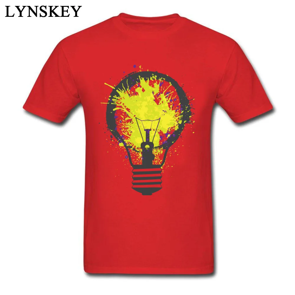 O-Neck 100% Cotton Mens T-shirts Unique Short Sleeve Tops Shirts Slim Fit Birthday Clothing Shirt Splash Electricity Splash Electricity red