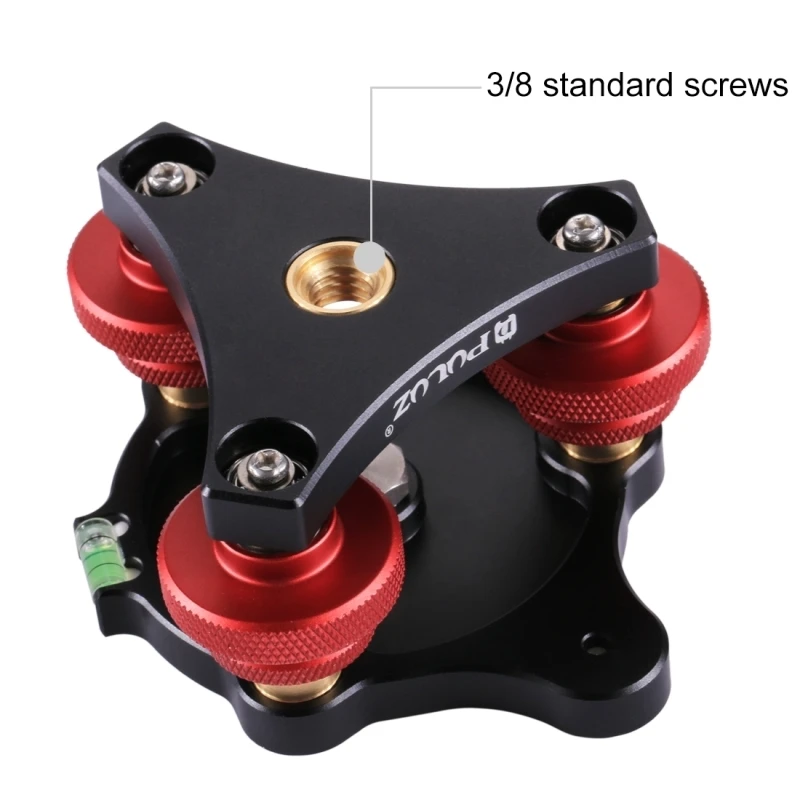 PULUZ Camera Tripod Tri-wheel Leveling Base Head Aluminum Alloy &plusmn;5&deg; Horizontal Adjuster & 3/8-inch Screw For Canon DSLR Cameras