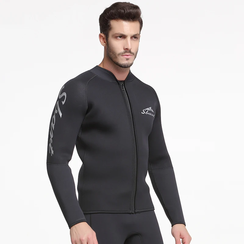 5 мм неопреновый гидрокостюм куртка передняя молния с длинным рукавом Гидрокостюмы Топ Мужской черный гидрокостюм для дайвинга сёрфинга подводного плавания