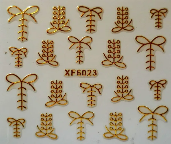 3D золотой цвет наклейки для ногтей s самоклеящиеся наклейки бренд дизайн ногтей наклейки на ногти надпись - Цвет: 6023