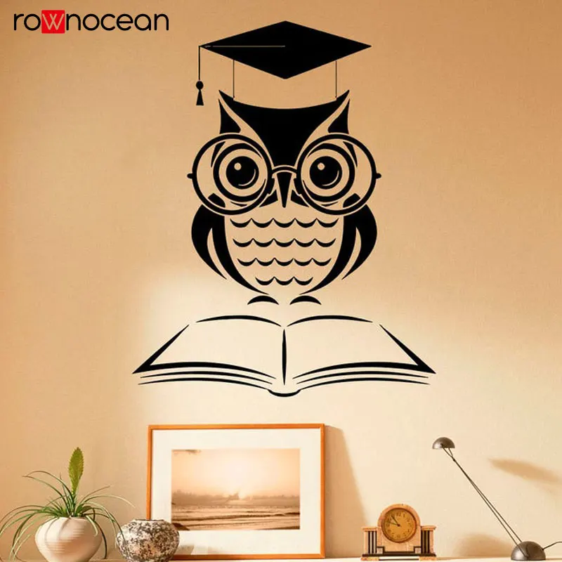 

Owl Book Wall Stickers Reading Room Library Interior Housewares Design Bedroom Home Decor Vinyl Decals Removable Mural 3439