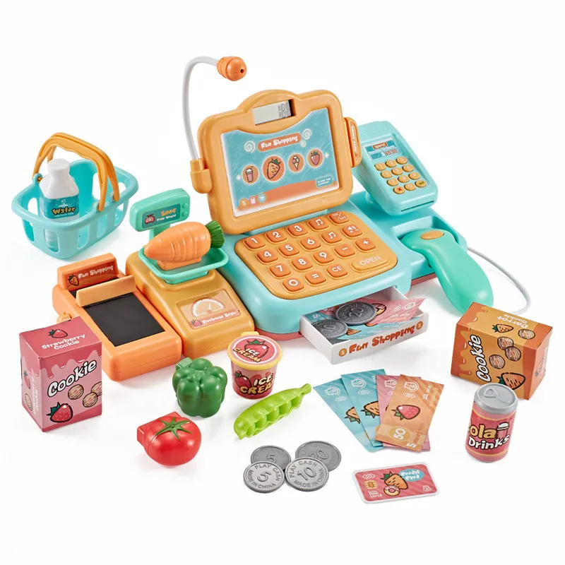 

24pcs Real life Groceries Toys Simulated credit card cash register Supermarket game Shopping pay money Learning Education toys