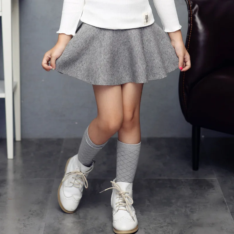 

New Girls Knit Skirts Baby Kids Solid A-Line Autumn Pleated Mini Skirts Children High Waist Dresses for Girls Clothing Vestidos