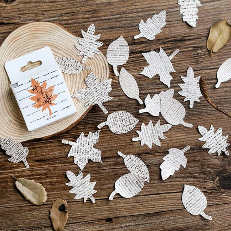 

45 Pcs/box Autumn Maple Leaves Paper Sticker Decoration DIY Diary Scrapbooking Sealing Sticker Children's Favorite Stationery