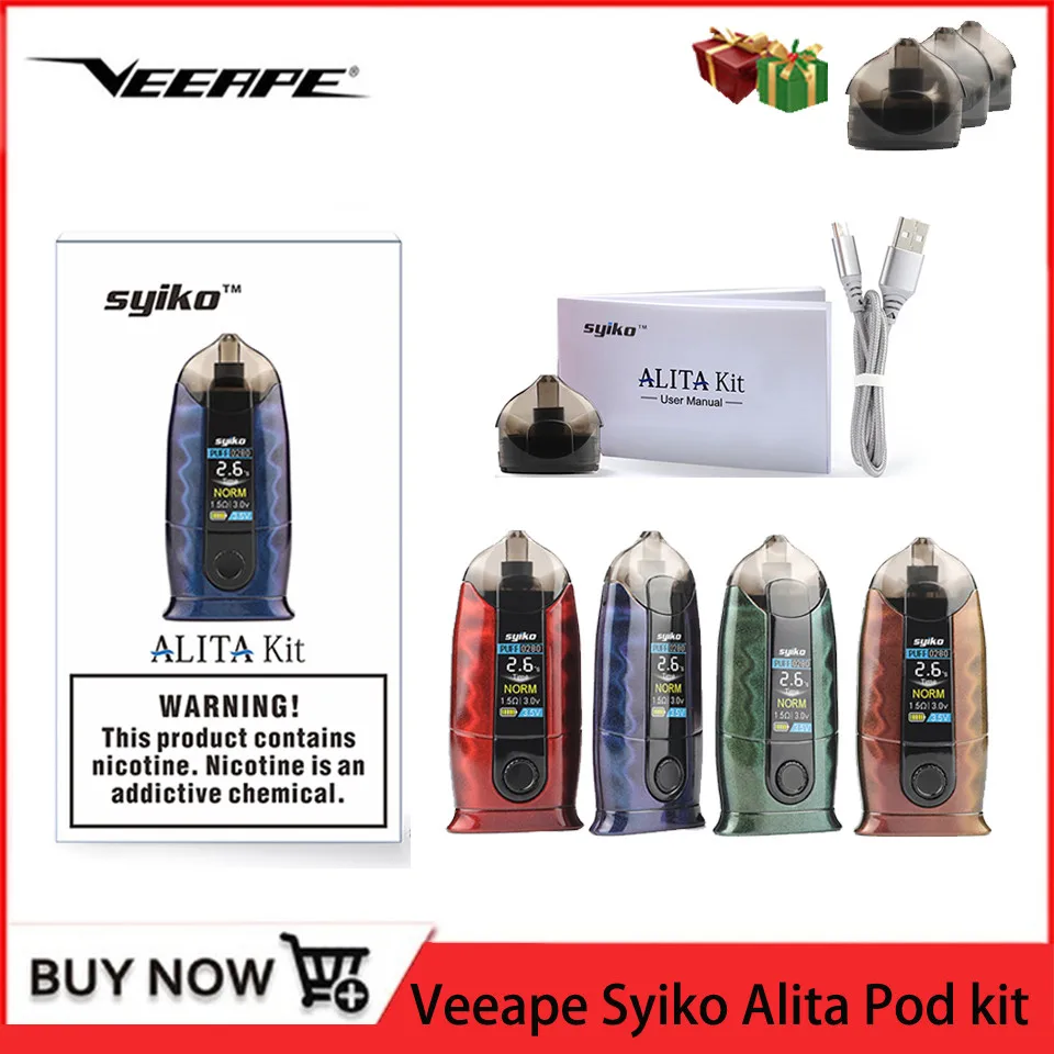Набор с электронной сигаретой оригинальный стартовый набор Veeape Syiko Alita Pod Kit 650 мАч