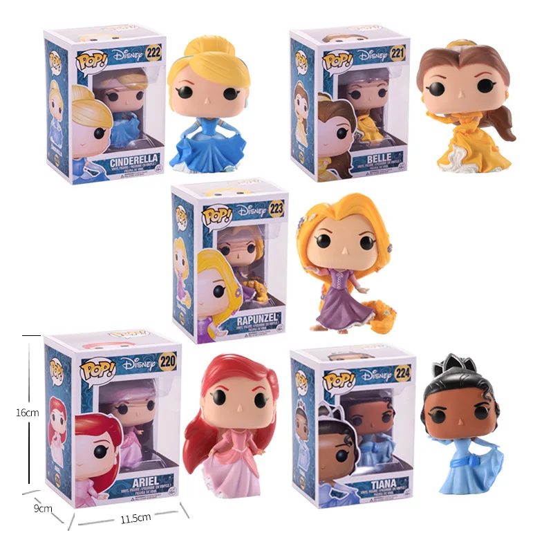 Funko-pop-Princess-doll-Belle-Cinderella-Rapunzel-Tiana-ARIEL-Vinyl-action-Figure-Collectible-Model-Toy-for