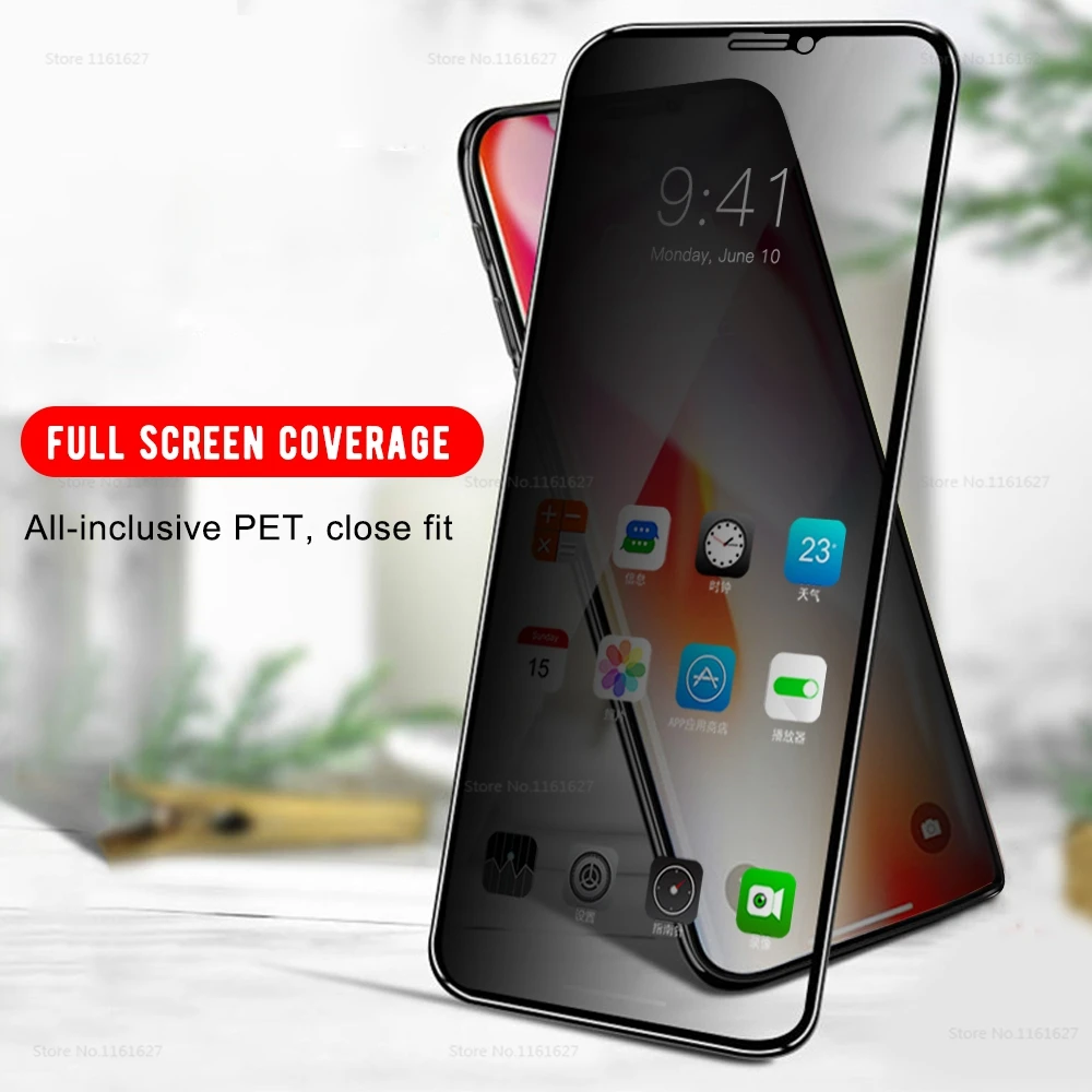 

3D Anti Glare Full Screen Glass For iPhone XS Max XR X S Ten 10 Privacy Cover Tempered Glass Anti spy Screen Protector