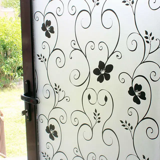 60 X 200cm Black Wrought Iron Flower Film Privacy Gl Stickers 60 X 200cm Black Wrought Iron Flower Film Privacy Gl Stickers Home Decor Frosted Opaque