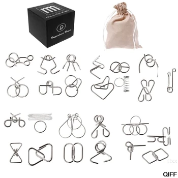 

28pcs Metal Wire Puzzle Set Brain Teaser IQ Test Game Unlock Interlock Game Fidget Toy Kids Adults Challenge Gift Hxx