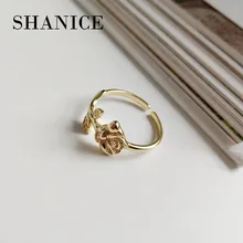 SHANICE, 925 пробы, серебряное, Открытое кольцо, винтажное, золотое, розовое, кольцо, цветок, кольца для женщин, влюбленных, обручение, подарок, романтическое ювелирное изделие